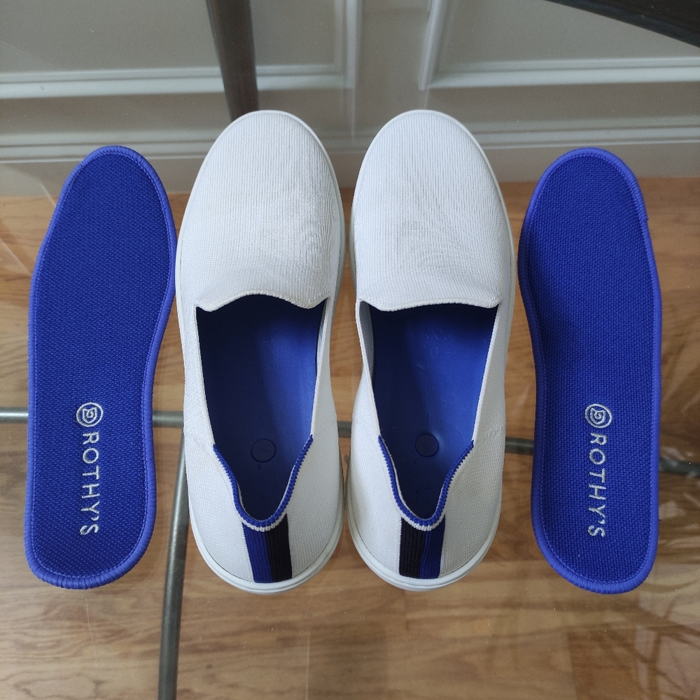 Rothy's slip ons. Bright white women's 10. Fit small so better for a size 9.